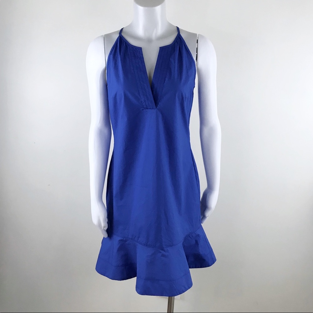 J. Crew Halter Top Sundress With Flutter Hem Blue - image 1